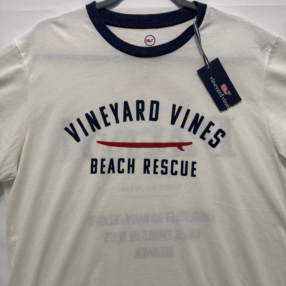 Vineyard Vines Beach Rescue Dunes Ringer Tee L Out Of Office Patrol Marshmallow